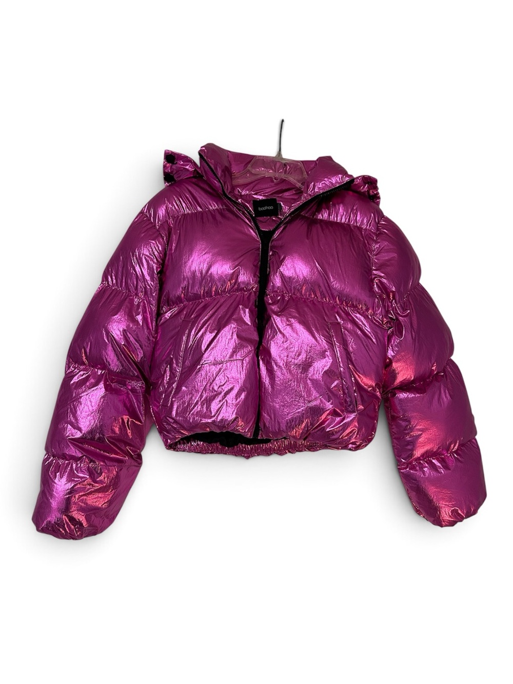 Boohoo Metallic Pink Puffer Jacket